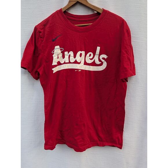 Los Angeles Women's Angels Nike Logo Tee Shirt Sz M City Connect Red MLB - Picture 1 of 5